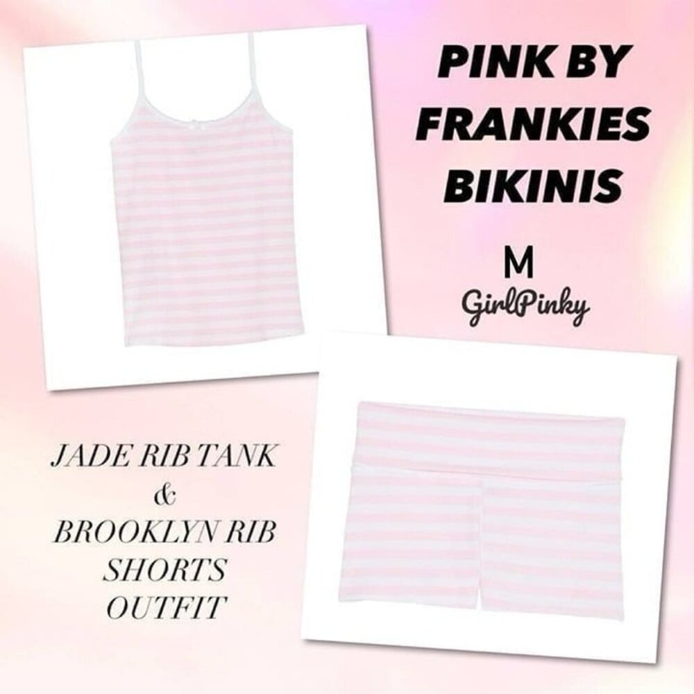VS PINK BY FRANKIE’S JADE COTTON TANK & BROOKLYN SHORTS SET PEONY STRIPES